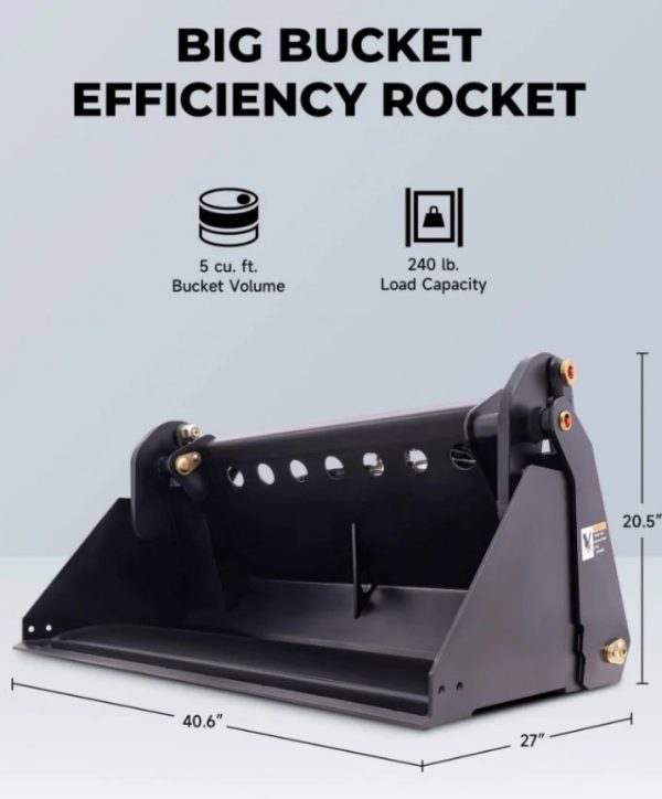 41" 4-in-1 Combo Mini Skid Steer Bucket Attachment with Quick Attach, Universal Mount - Image 2