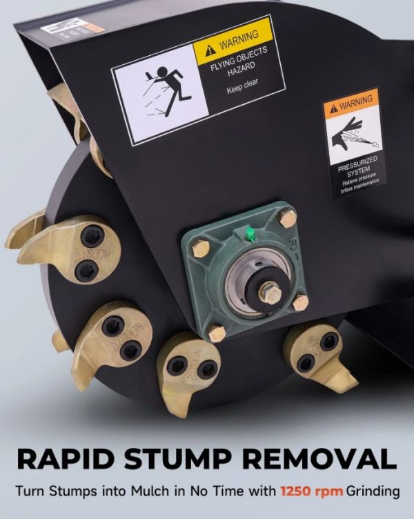 Stump Grinder Attachment for Mini Skid Steer Loader with 20.5" Cutting Wheel Universal Mount - Image 2