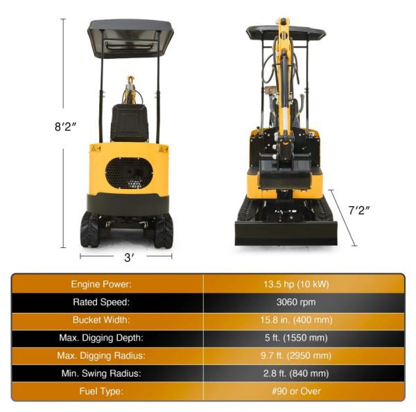 CREWORKS 13.5HP Mini Excavator – B&S Engine with 6 Attachments - Image 2