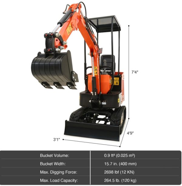 CREWORKS 13.8 HP Kubota Engine 1.1 Ton Mini Excavator with All-Terrain Tracks - Image 2