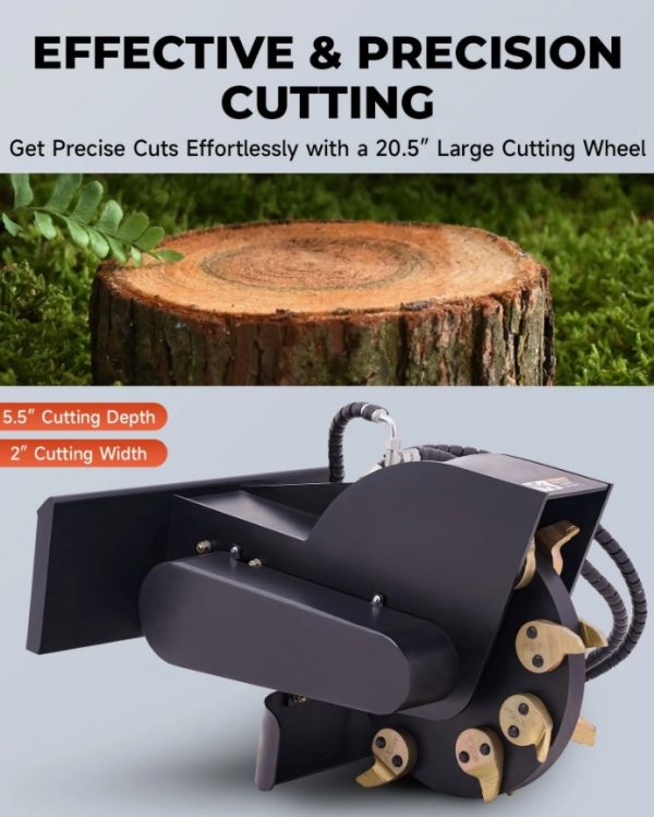 Stump Grinder Attachment for Mini Skid Steer Loader with 20.5" Cutting Wheel Universal Mount - Image 3